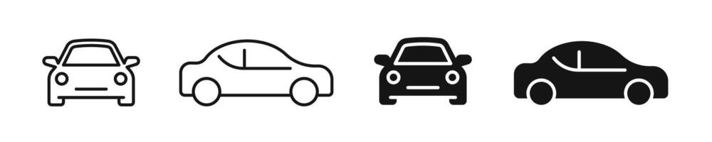 Car icons. Car icon. Vehicle symbols. Sedan automobile silhouettes. EPS 10 vector