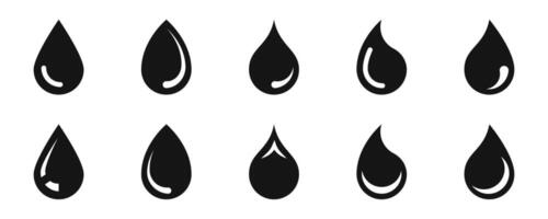Water drop icons set. Water drop shapes. Flat water droplet icons. EPS 10 vector