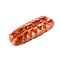Bratwurst sausage isolated on transparent background, cut out, or clipping path. png