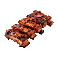 Grilled pork ribs isolated on transparent background, cut out, or clipping path. png