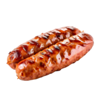 Bratwurst sausage isolated on transparent background, cut out, or clipping path. png