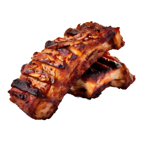 Grilled pork ribs isolated on transparent background, cut out, or clipping path. png