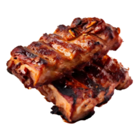 Grilled pork ribs isolated on transparent background, cut out, or clipping path. png