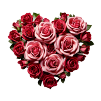 Heart of roses isolated on transparent background, cut out, or clipping path. png