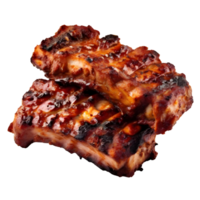 Grilled pork ribs isolated on transparent background, cut out, or clipping path. png