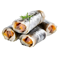 salé hareng Rouleaux isolé sur transparent arrière-plan, Couper dehors, ou coupure chemin. png