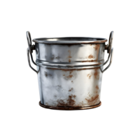 Old metal bucket isolated on transparent background, cut out, or clipping path. png