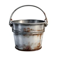 Old metal bucket isolated on transparent background, cut out, or clipping path. png