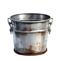 Old metal bucket isolated on transparent background, cut out, or clipping path. png