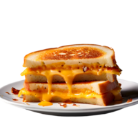 Cheese toasted sandwich on plate isolated on transparent background, cut out, or clipping path. png