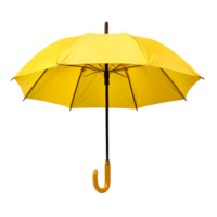 Open a yellow umbrella isolated on transparent background, cut out, or clipping path. png