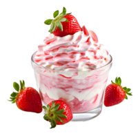 Strawberry whipped cream isolated on transparent background, cut out, or clipping path. png