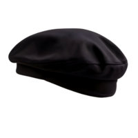 Black french cap beret side view isolated on transparent background, cut out, or clipping path. png