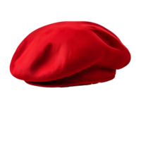 Red french cap beret side view isolated on transparent background, cut out, or clipping path. png