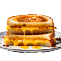 Cheese toasted sandwich on plate isolated on transparent background, cut out, or clipping path. png