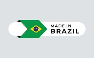 Made in Brazil label with arrow icon flag and round. for logo, label, insigna, seal, tag, sign, seal, symbol, badge, stamp, sticker, emblem, banner, design vector