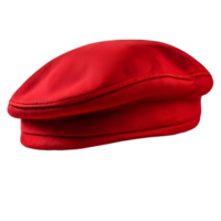 Red french cap beret side view isolated on transparent background, cut out, or clipping path. png