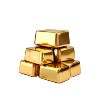 Golden bars ingot stack isolated on transparent background, cut out, or clipping path. png