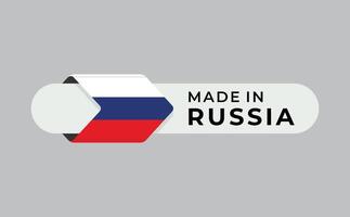 Made in Russia label with arrow flag icon and round frame. for logo, label, insigna, seal, tag, sign, seal, symbol, badge, stamp, sticker, emblem, banner, design vector