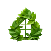Green eco house icon made of leaves isolated on transparent background, cut out, or clipping path. png
