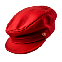 Red french cap beret side view isolated on transparent background, cut out, or clipping path. png