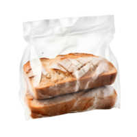 Sliced bread in plastic bag isolated on transparent background, cut out, or clipping path. png