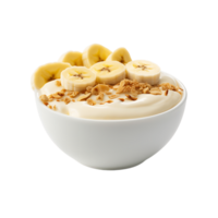 Vanilla Pudding Bliss Banana Slices and Crispy Cereals in a Bowl png