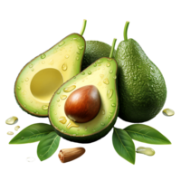 Isolated Transparent Avocado with Leaves png