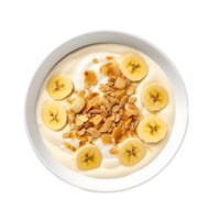 Vanilla Pudding Sensation Bowl with Banana and Crispy Cereal png