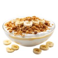 saborear a sabor baunilha pudim banana e crocantes cereal png