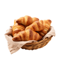 Französisch Bäckerei Leckereien Croissants im ein Korb png