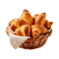 croissants francais dentro tecido à mão cesta png