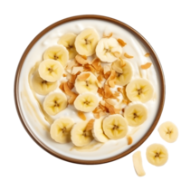 Vanilla Pudding Delicacy Bowl of Bananas and Crunchy Cereal png