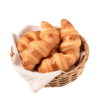 mimbre cesta rebosante con francés mantequilla croissants png