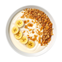 genießen das Güte Vanille Pudding Banane und knackig Müsli png