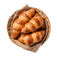 francês padaria felicidade croissants dentro tecido cesta png