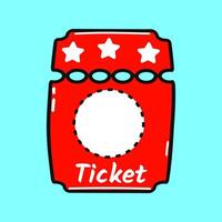 Cinema ticket character. Hand drawn cartoon kawaii character illustration icon. Isolated on blue background. Cinema ticket character concept vector