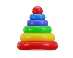 pyramid toy on colorful rings icon 3d rendering illustration png