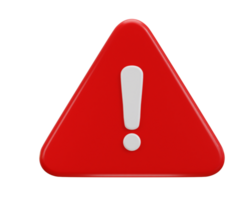 esclamazione cartello avvertimento o Pericolo rischio Messaggio mettere in guardia problema icona 3d rendere png
