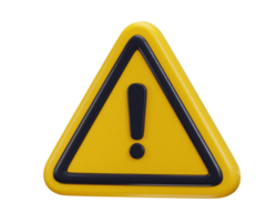 exclamation signe avertissement ou danger risque message alerte problème icône 3d rendre png