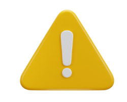 exclamation sign warning or danger risk message alert problem icon 3d render png