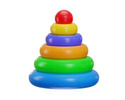 pyramide jouet sur coloré anneaux icône 3d le rendu illustration png