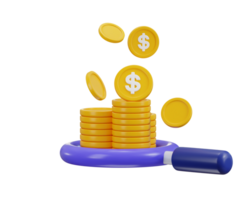 aumentador vaso con dorado moneda icono 3d hacer concepto de negocio icono ilustración png
