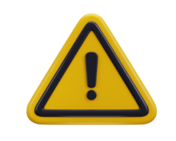 exclamation sign warning or danger risk message alert problem icon 3d render png