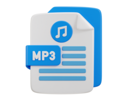 música ícone com mp3 Arquivo formato ícone 3d Renderização ilustração png
