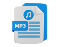 music icon with mp3 file format icon 3d rendering illustration png