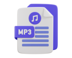 la musique icône avec mp3 fichier format icône 3d le rendu illustration png