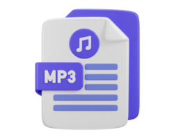 Musik- Symbol mit mp3 Datei Format Symbol 3d Rendern Illustration png