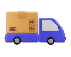 delivery truck with cardboard icon 3d rendering illustration png