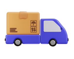 livraison un camion avec papier carton icône 3d le rendu illustration png